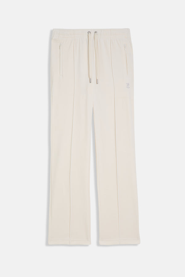 Pantaloni in velluto Tina con logo Juicy in strass colore Panna