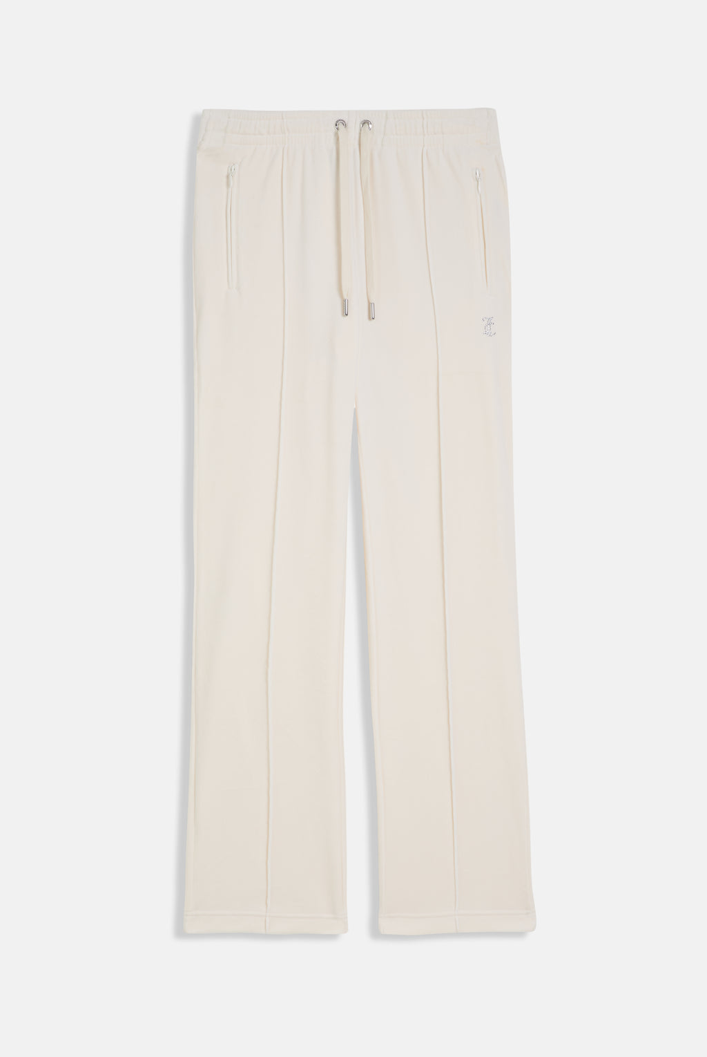Pantaloni in velluto Tina con logo Juicy in strass colore Panna