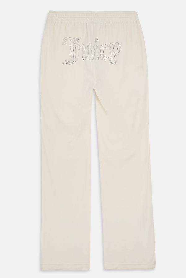 Pantaloni in velluto Tina con logo Juicy in strass colore Panna