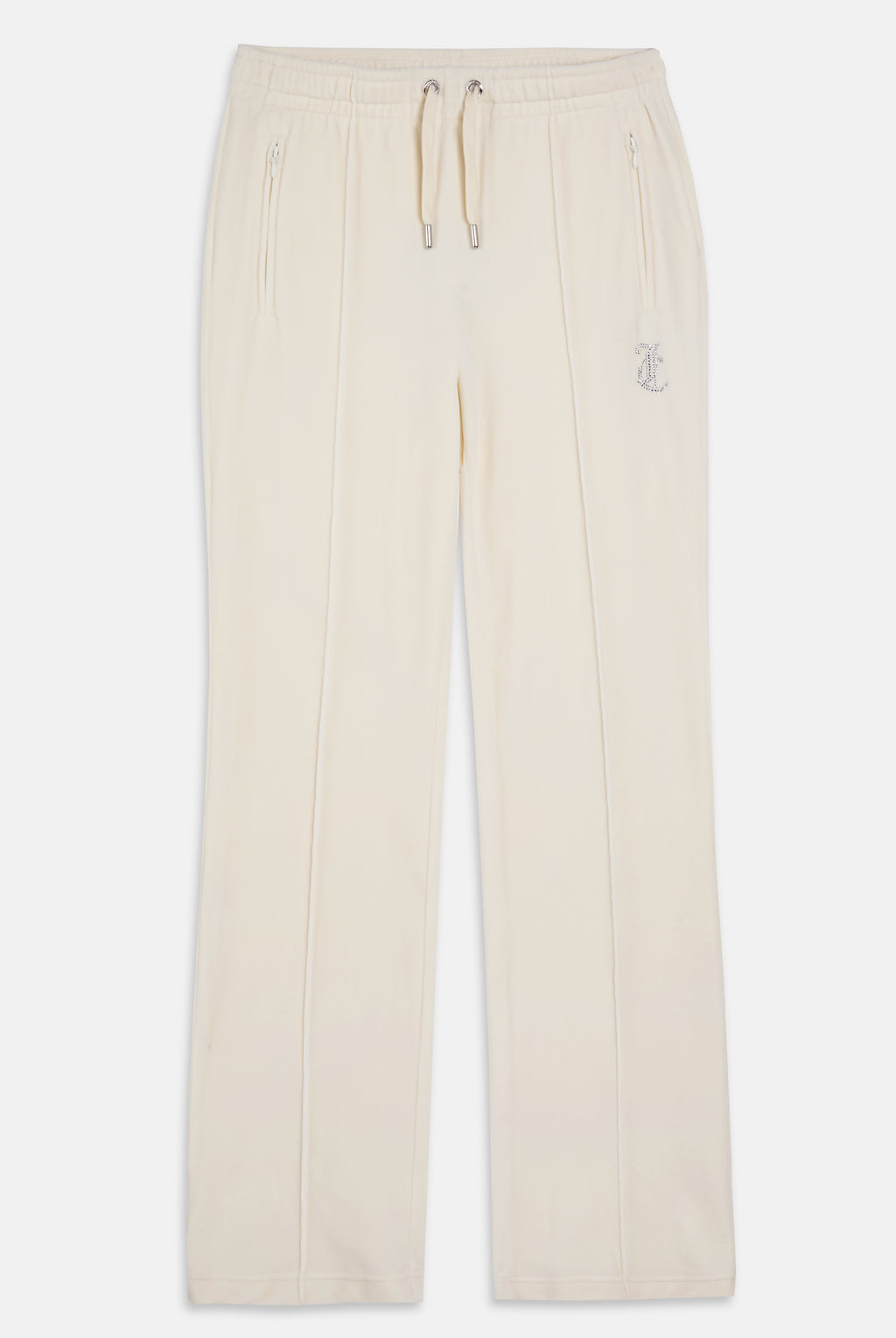 Pantaloni in velluto Tina con logo Juicy in strass colore Panna