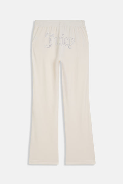 Pantaloni in velluto Tina con logo Juicy in strass colore Panna