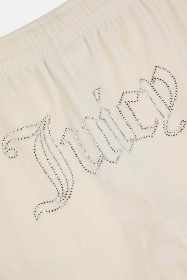 Pantaloni in velluto Tina con logo Juicy in strass colore Panna