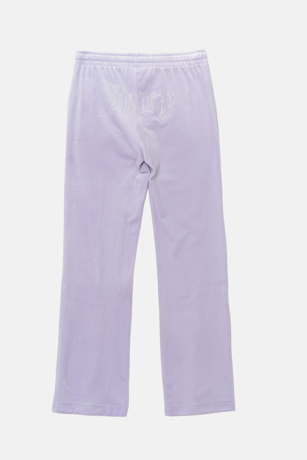 Pantaloni in velluto Tina con logo Juicy in strass colore Lilla