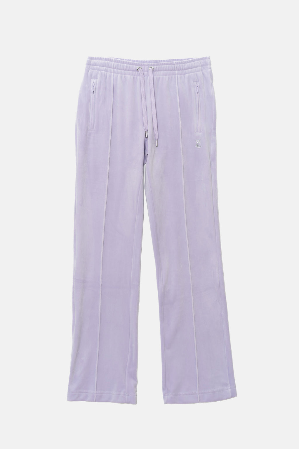 Pantaloni in velluto Tina con logo Juicy in strass colore Lilla