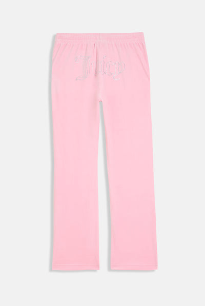 Pantaloni in velluto Tina con logo Juicy in strass colore Rosa