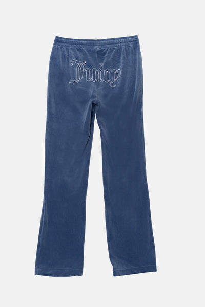Pantaloni in velluto Tina con logo Juicy in strass colore Blu