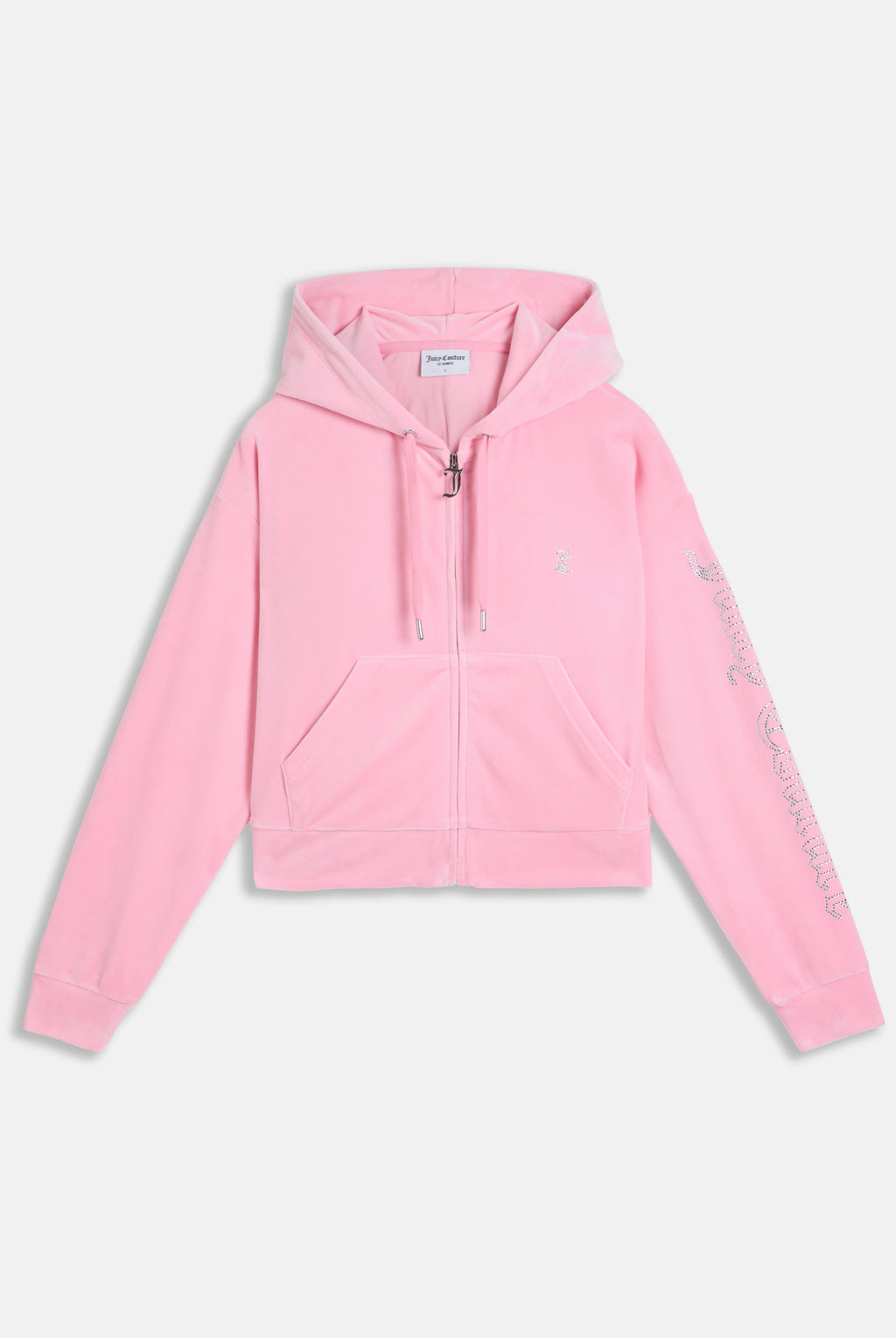 Felpa crop oversize Iccle con cappuccio e logo Juicy Couture in diamanti  Rosa Juicy