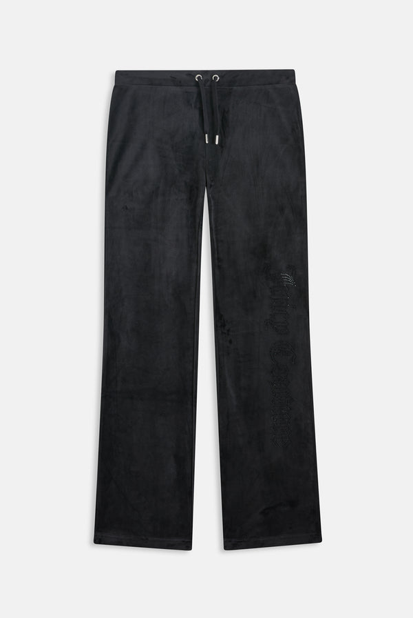Pantalone Christine a vita bassa con logo Juicy Couture in diamanti  Nero