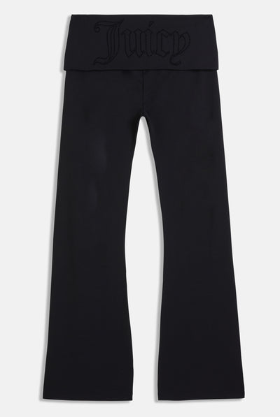Pantalone in jersey di modal a vita bassa con bordo arrotolabile e logo Juicy in diamanti  Nero