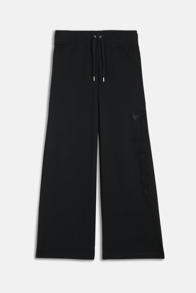 Pantalone a gamba larga e vita bassa con logo Juicy Couture in diamanti  Nero