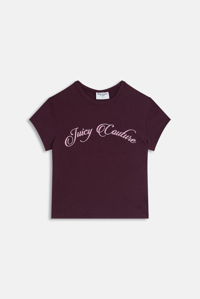 T-shirt Juicy Aderente con Logo Stampato – Bordeaux