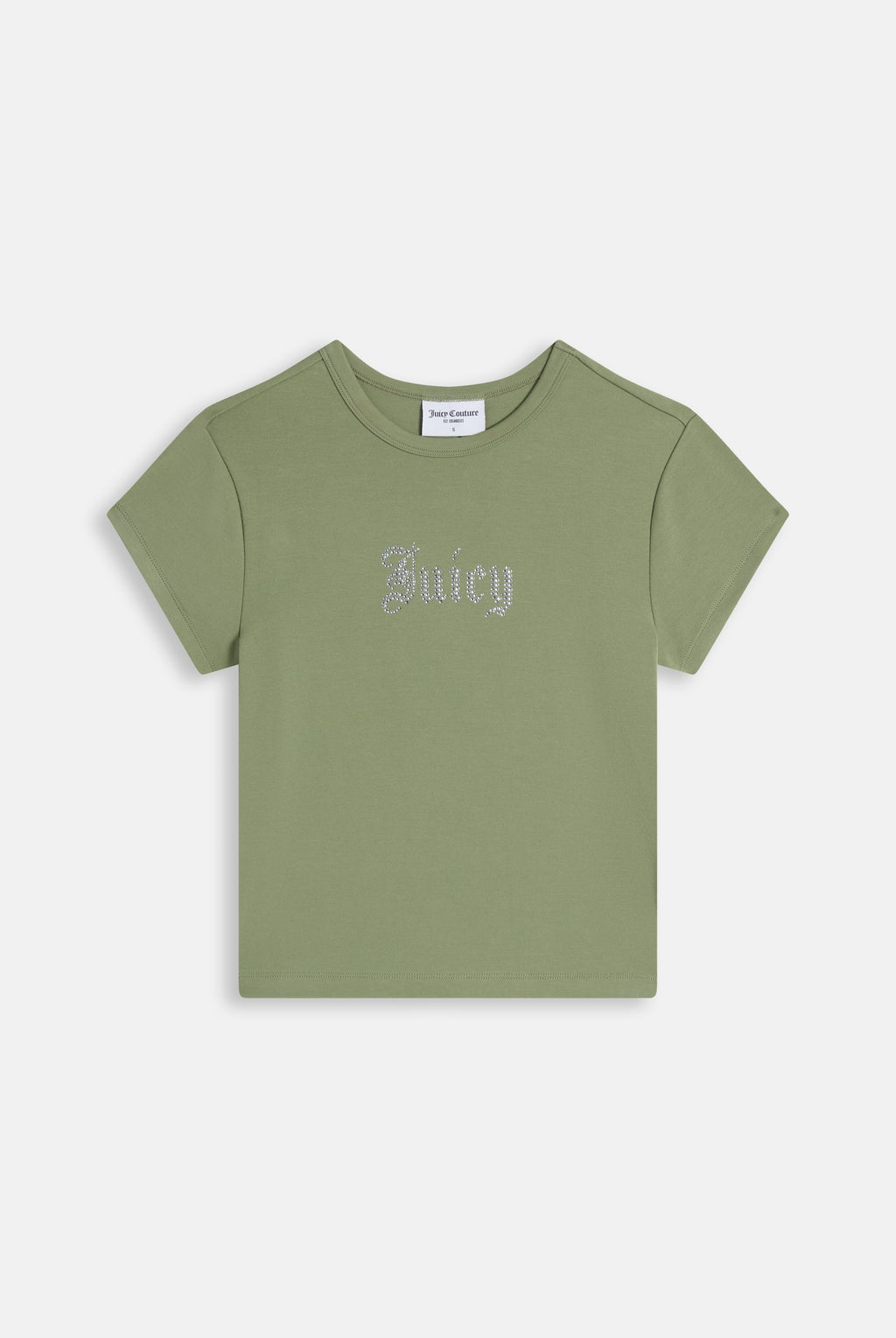Baby T-shirt in Jersey di Modal con Logo Juicy in Strass – Verde Oliva