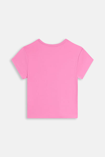 Baby T-shirt in Jersey di Modal con Logo Juicy in Strass – Rosa Orchidea