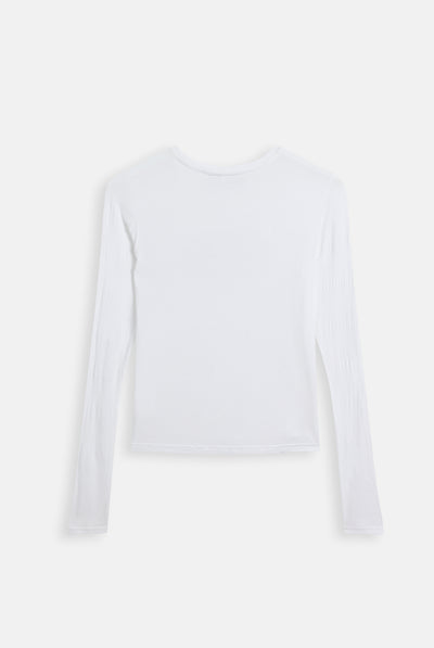 Top a Maniche Lunghe in Jersey con Logo Dog Crest in Strass – Bianco
