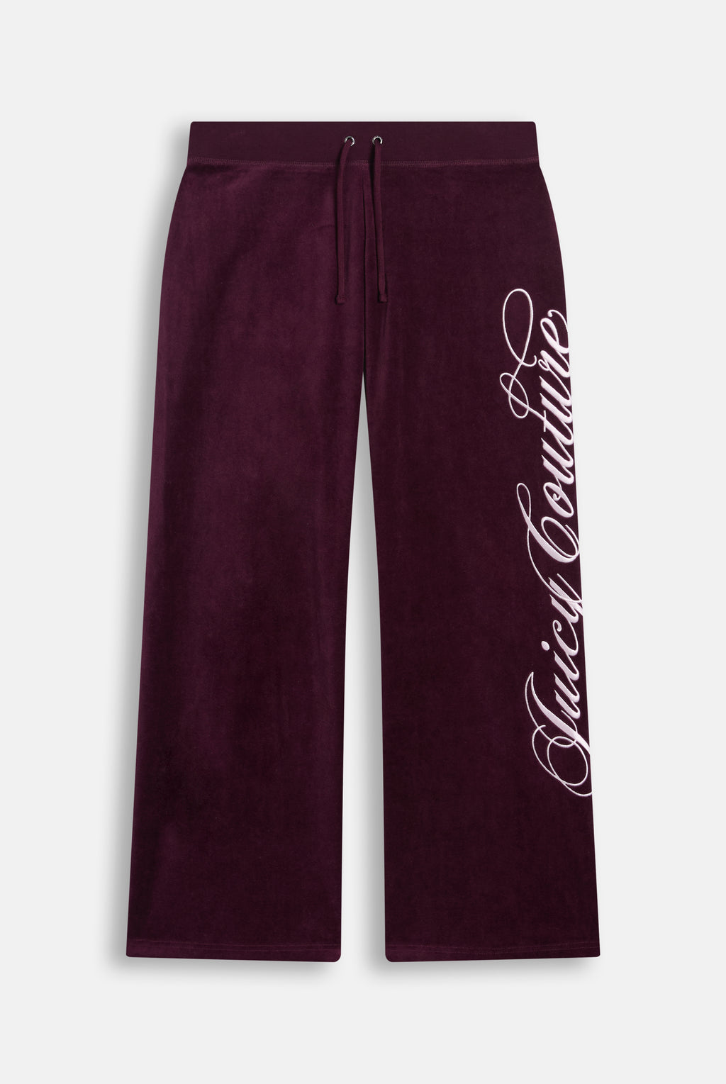 Pantaloni in Velluto a Vita Ultra Bassa e Gamba Dritta con Slogan Ricamato