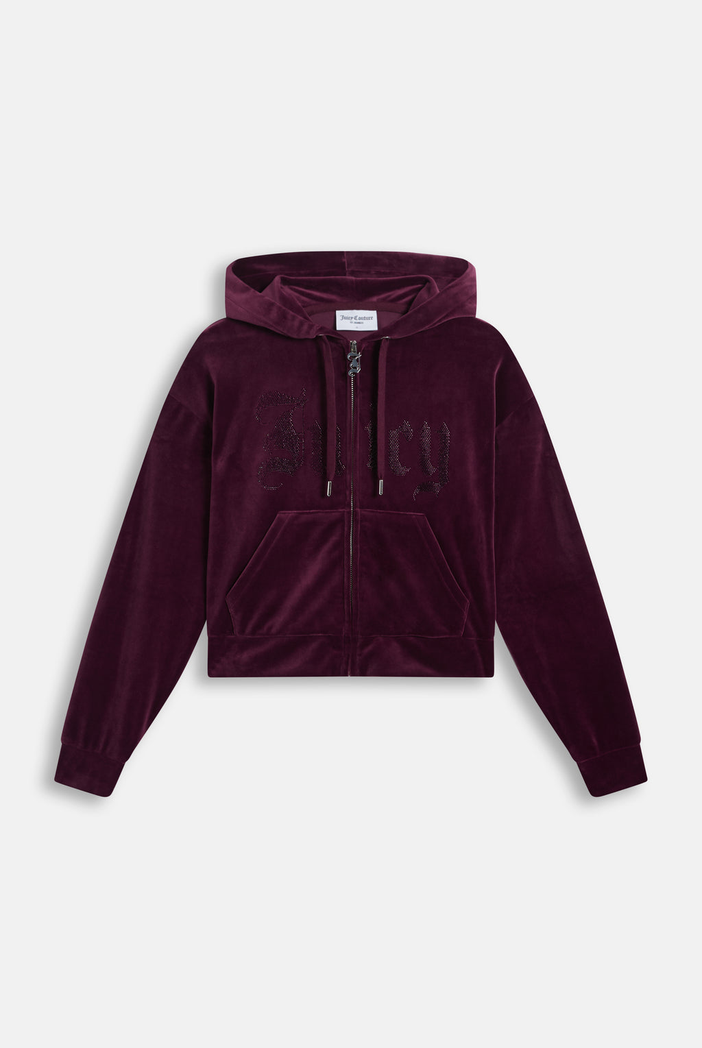 Felpa Oversize in Velluto con Logo Juicy in Strass – Bordeaux
