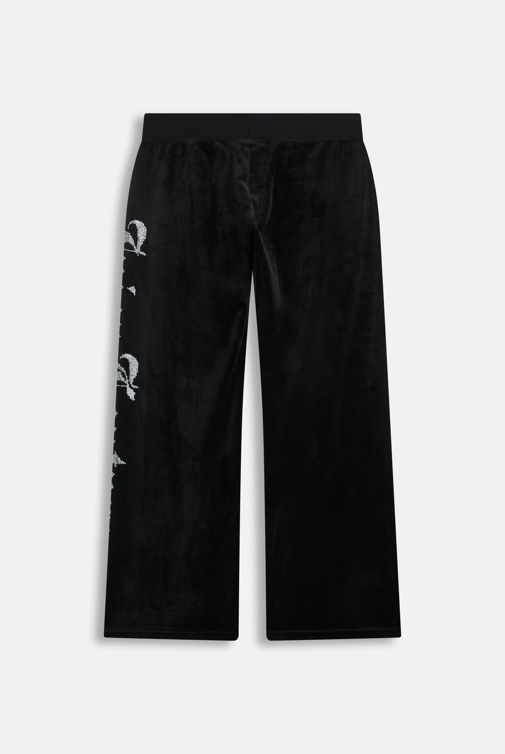 Pantaloni in Velluto a Vita Bassa con Logo Juicy Couture in Strass – Nero