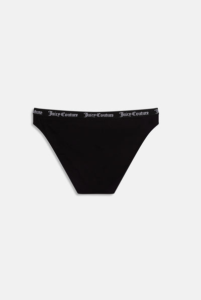 Slip Diddy in Cotone con Elastico Jacquard Logato Juicy Couture – Nero