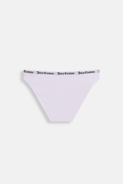 Slip Diddy in Cotone con Elastico Jacquard Logato Juicy Couture – Bianco