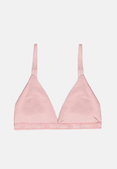 Bralette a Triangolo in Cotone con Bordo Smerlato ed Elastico Jacquard Logato – Rosa Juicy
