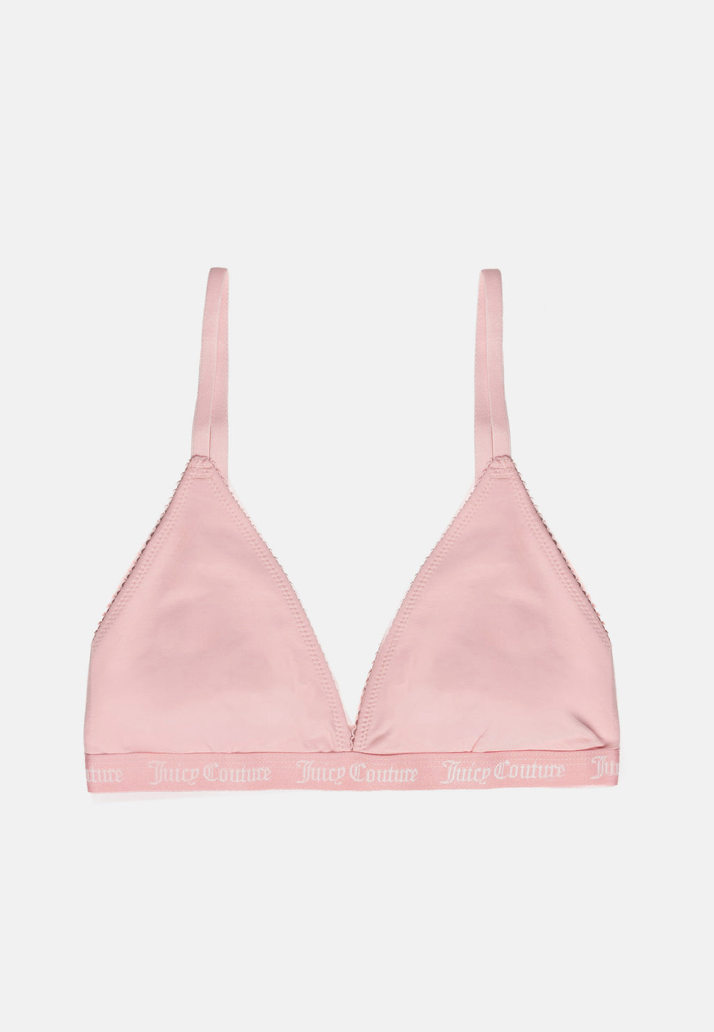 Bralette a Triangolo in Cotone con Bordo Smerlato ed Elastico Jacquard Logato – Rosa Juicy
