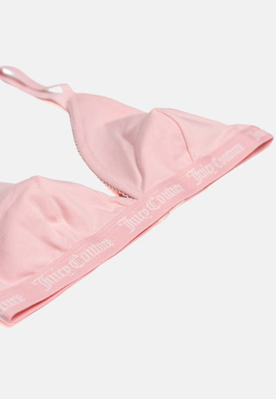 Bralette a Triangolo in Cotone con Bordo Smerlato ed Elastico Jacquard Logato – Rosa Juicy