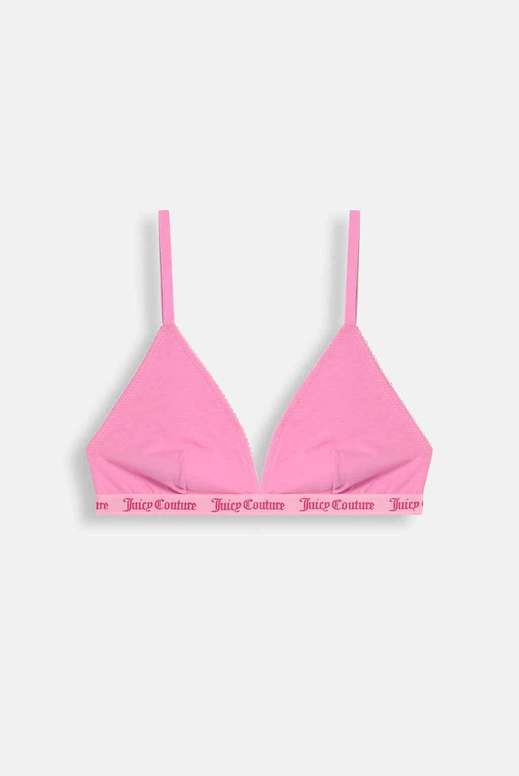 Bralette a Triangolo in Cotone con Bordo Smerlato ed Elastico Jacquard Logato – Rosa Orchidea