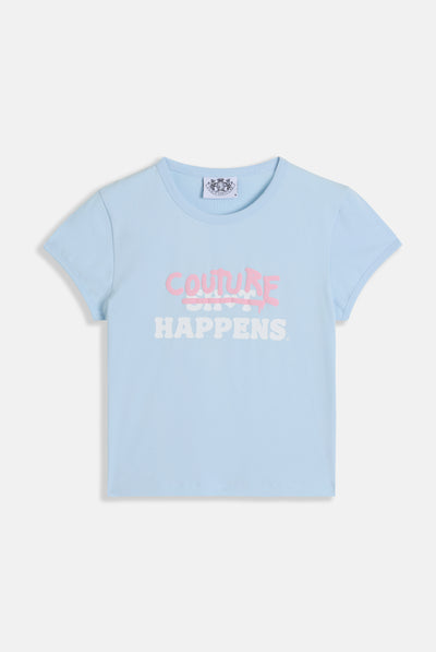 T-shirt Juicy in jersey con stampa lettering frontale colore Azzurro
