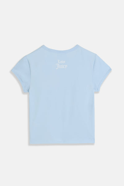 T-shirt Juicy in jersey con stampa lettering frontale colore Azzurro