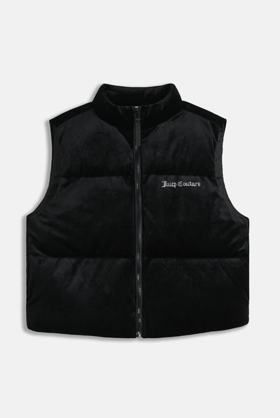 Gilet crop in velour con logo Juicy in diamanti Nero