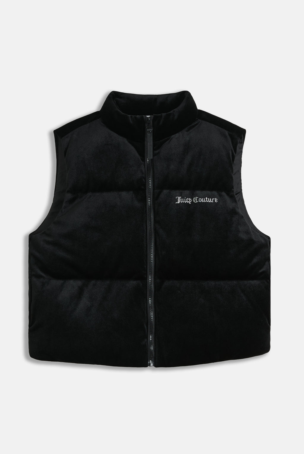Gilet crop in velour con logo Juicy in diamanti Nero