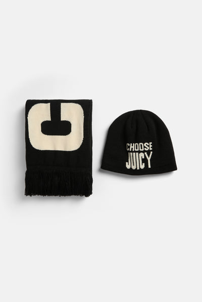 Set Sciarpa e Berretto Choose Juicy Nero