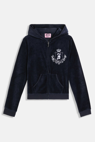 Felpa in velour di bamboo con ricamo House of Juicy Blu Scura
