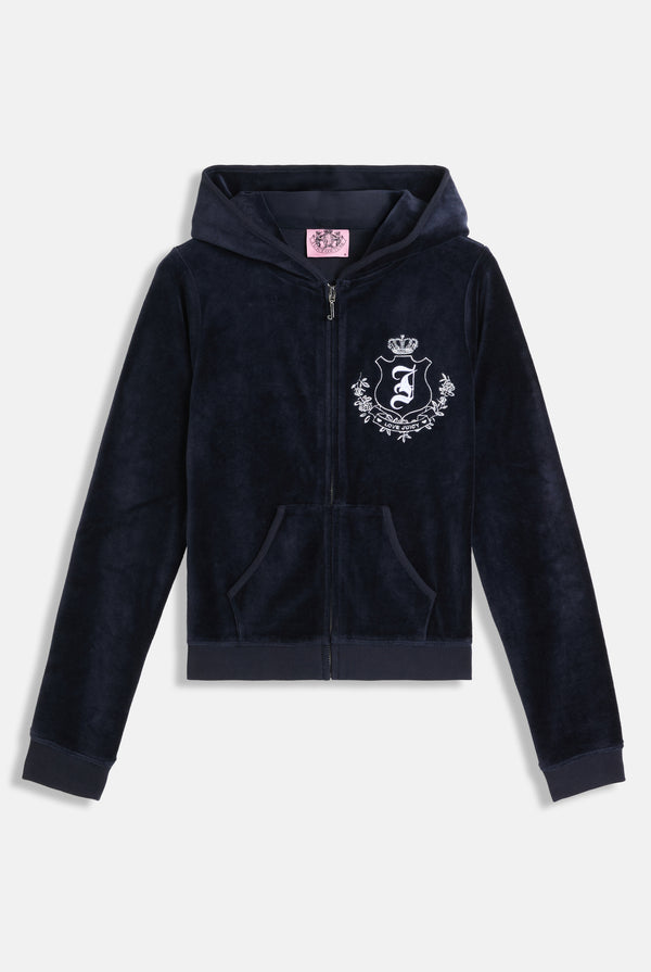 Felpa in velour di bamboo con ricamo House of Juicy Blu Scura