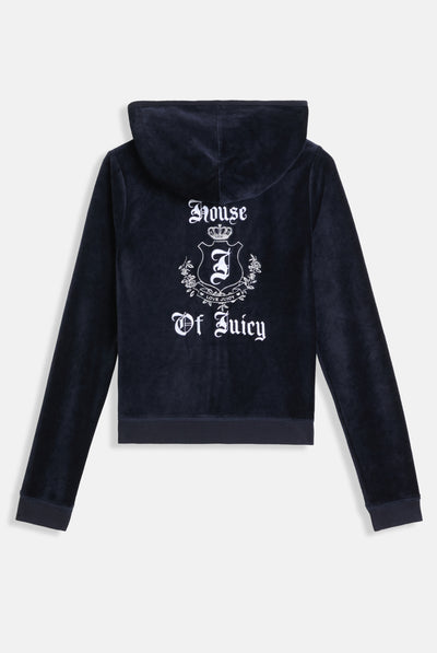 Felpa in velour di bamboo con ricamo House of Juicy Blu Scura