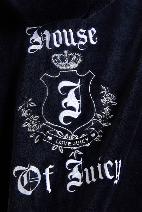 Felpa in velour di bamboo con ricamo House of Juicy Blu Scura