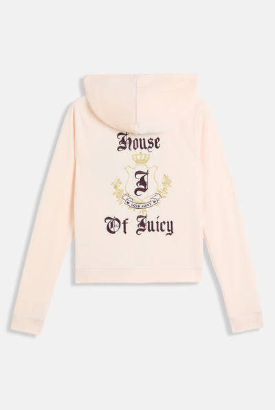 Felpa in velour di bamboo con ricamo House of Juicy Rosa Cipria