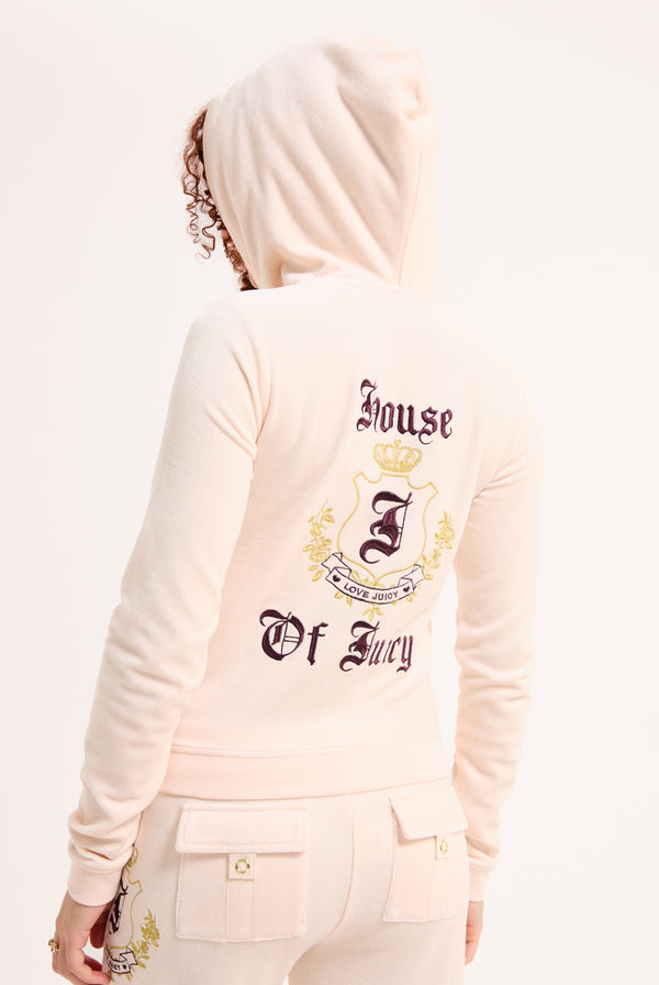 Felpa in velour di bamboo con ricamo House of Juicy Rosa Cipria