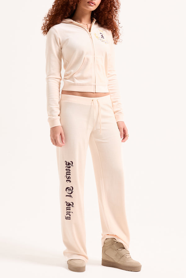 Felpa in velour di bamboo con ricamo House of Juicy Rosa Cipria