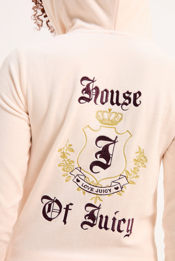 Felpa in velour di bamboo con ricamo House of Juicy Rosa Cipria