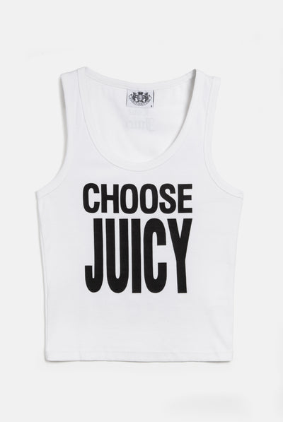 Canotta Choose Juicy Bianca con slogan