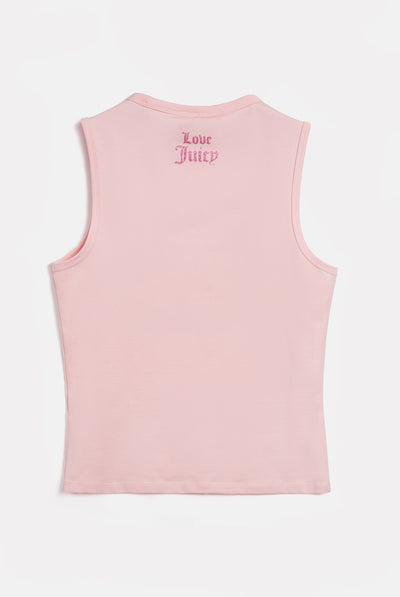 Canotta Juicy in jersey con stampa lettering frontale colore Rosa
