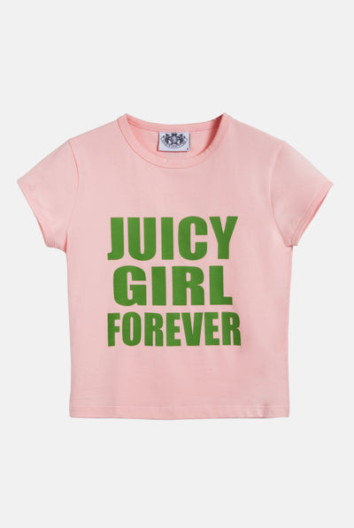 T-shirt in jersey con stampa 'JUICY GIRL FOREVER' colore rosa