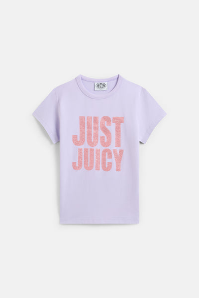 T-shirt Juicy in jersey con stampa lettering frontale colore Lilla