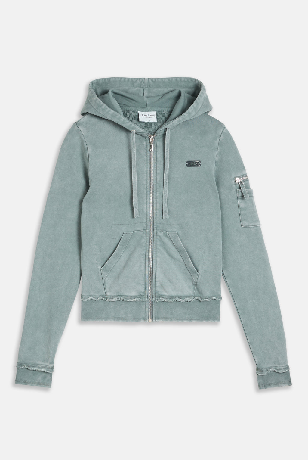 Felpa Badwater aderente in loopback fleece lavato con cappuccio e logo Juicy in metallo Verde
