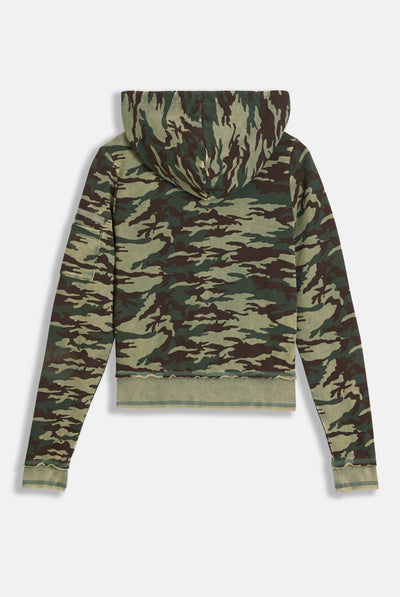 Felpa Badwater aderente in loopback fleece lavato con cappuccio logo Juicy in metallo a stampa Verde Camouflage