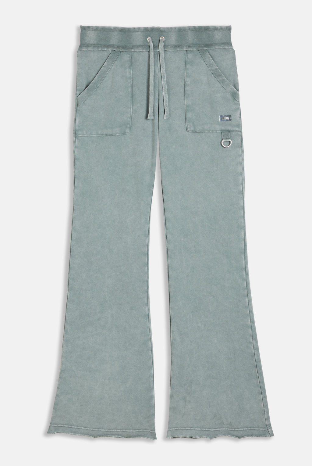 Pantalone Harrisburg a vita bassa in loopback fleece lavato e logo Juicy in metallo Verde