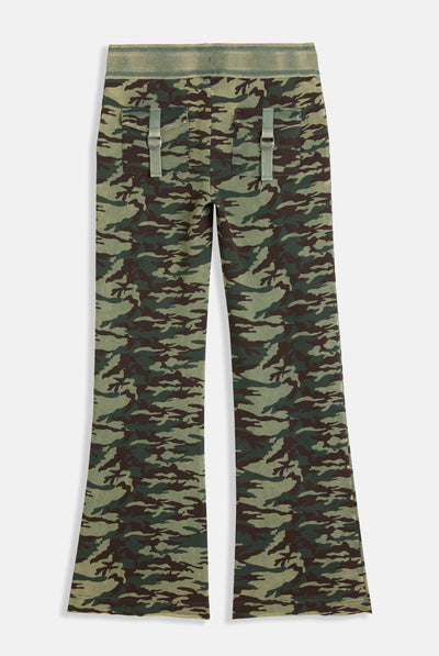 Pantalone Harrisburg a vita bassa in loopback fleece lavato e logo Juicy in metallo a stampa Verde Camouflage