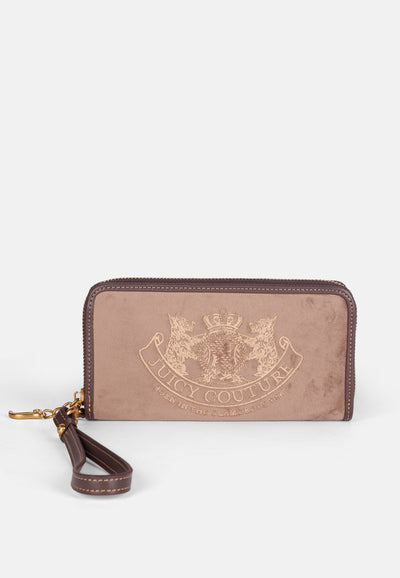 Portafoglio Grande Shirley in Velluto con Zip – Beige