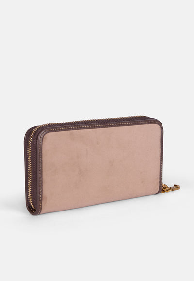 Portafoglio Grande Shirley in Velluto con Zip – Beige